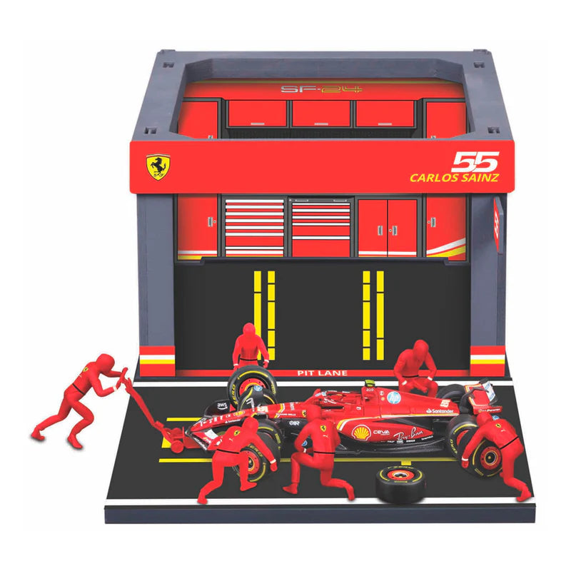 (2024) F1 Miniatura Scuderia Ferrari SF-24 Pit Pass #55 Carlos Sainz 1:18