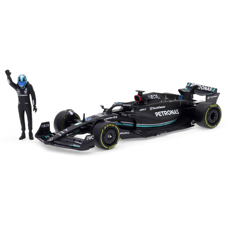 Miniatura Fórmula 1 Mercedes-AMG F1 W14 1:24 + Figura Piloto George Russel #63