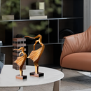 Estátua Abstrata Ave em Resina Dourada