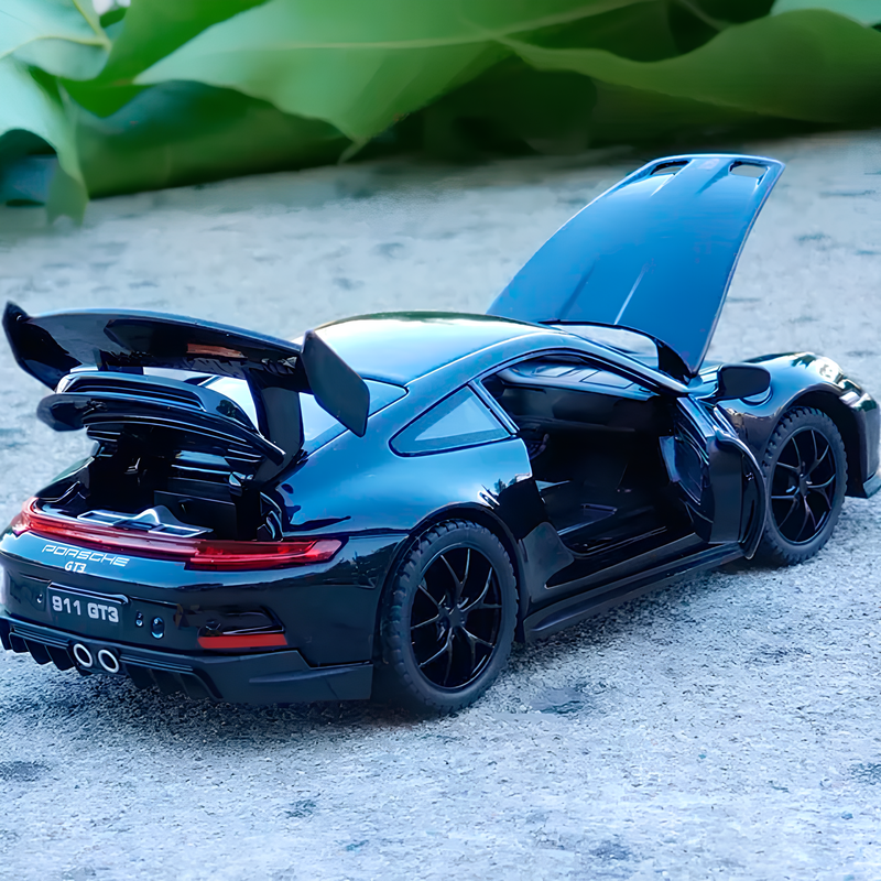 Miniatura Porsche 911 GT3 Preta em Metal 1:32