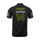 Camisa Polo Fernando Alonso Aston Martin 2024 Preta
