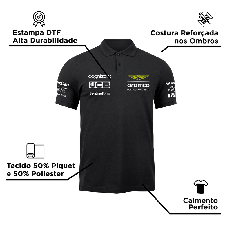 Camisa Polo Aston Martin 2024 Preta