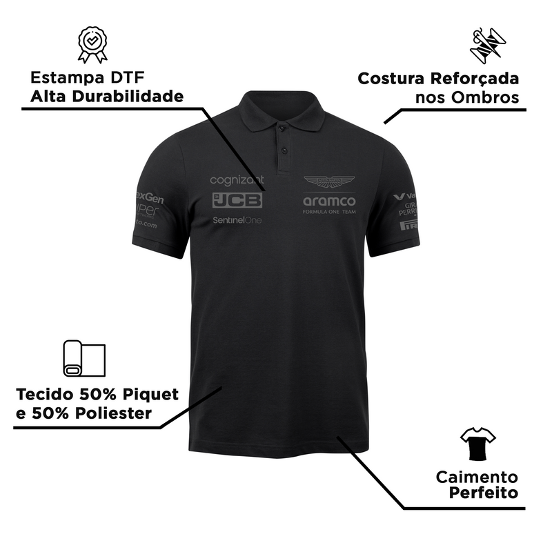 Camisa Polo Aston Martin 2024 All Black