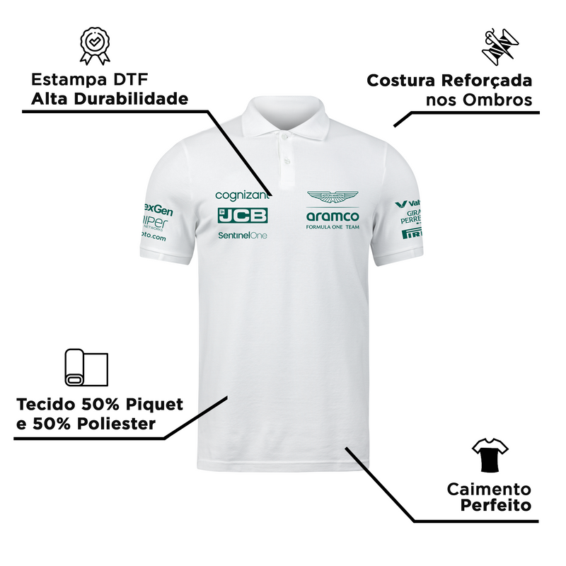 Camisa Polo Aston Martin 2024 Branca